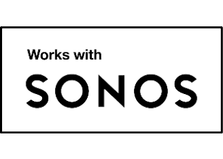 Works with Sonos badge certifies products that seamlessly connect with the Sonos Home Sound System.