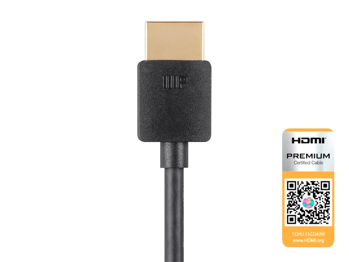 Monoprice 4K Certified Premium High Speed Slim HDMI Cable - 4K60Hz, 18Gbps, HDR, 8ft, Black - Ultra Sound & Vision
