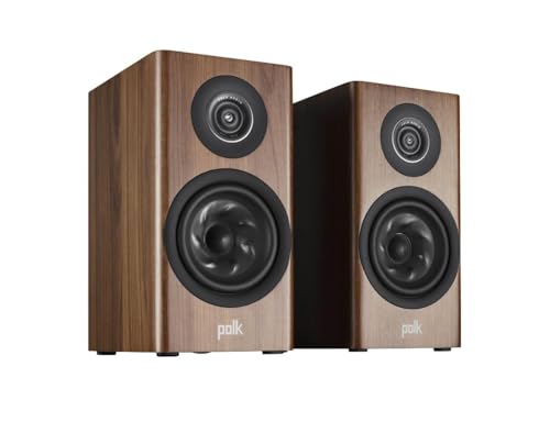Polk Audio R100 Bookshelf Speakers + Pro Amplifier Bundle – Brown - Ultra Sound & Vision