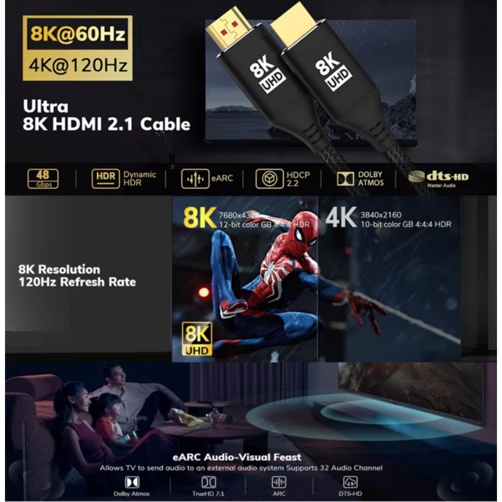 Linx 8K UHD HDMI Cable — Ultra High Speed 48Gbps - Ultra Sound & Vision