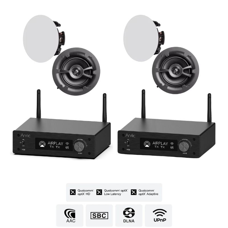 Arylic H50 Amplifier 2 Zone Audio System  + Linx L8V2 In-Ceiling Speaker (2 Pairs) - Ultra Sound & Vision