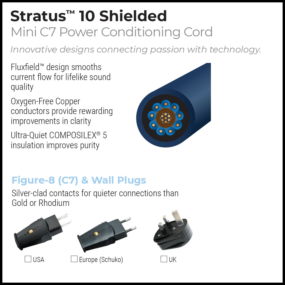 Wireworld Stratus 10 Shielded Mini Power Conditioning Cord - Ultra Sound & Vision