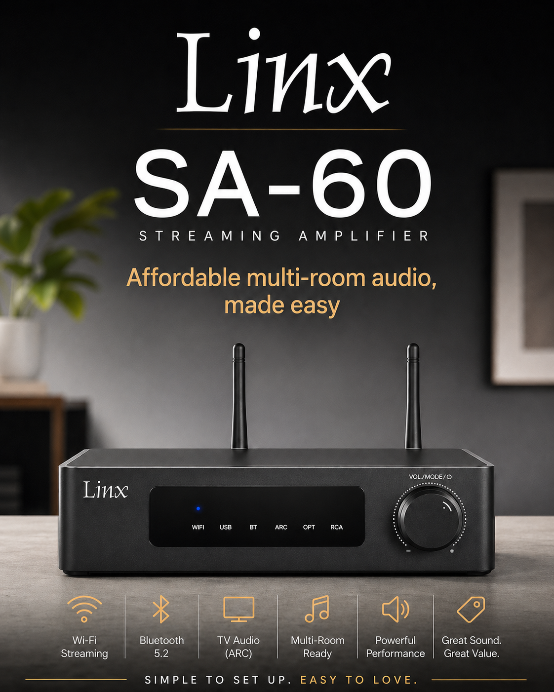 Linx SA-60 Streaming Amplifier - Ultra Sound & Vision