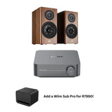 Polk Audio R100 Bookshelf Speakers + Pro Amplifier Bundle – Brown - Ultra Sound & Vision