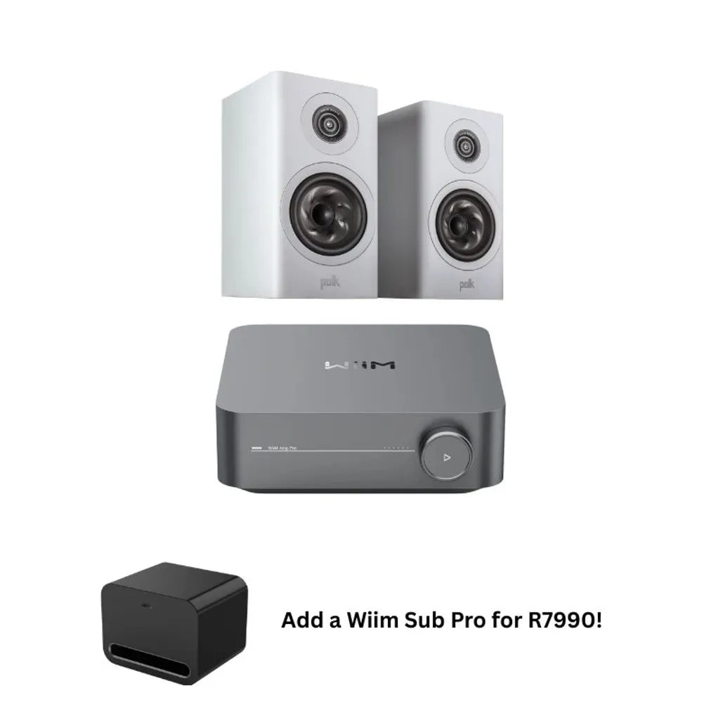 Polk Audio R100 Bookshelf Speakers + Pro Amplifier Bundle – White - Ultra Sound & Vision