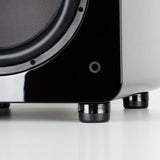 SVS SoundPath isolation feet installed on a subwoofer