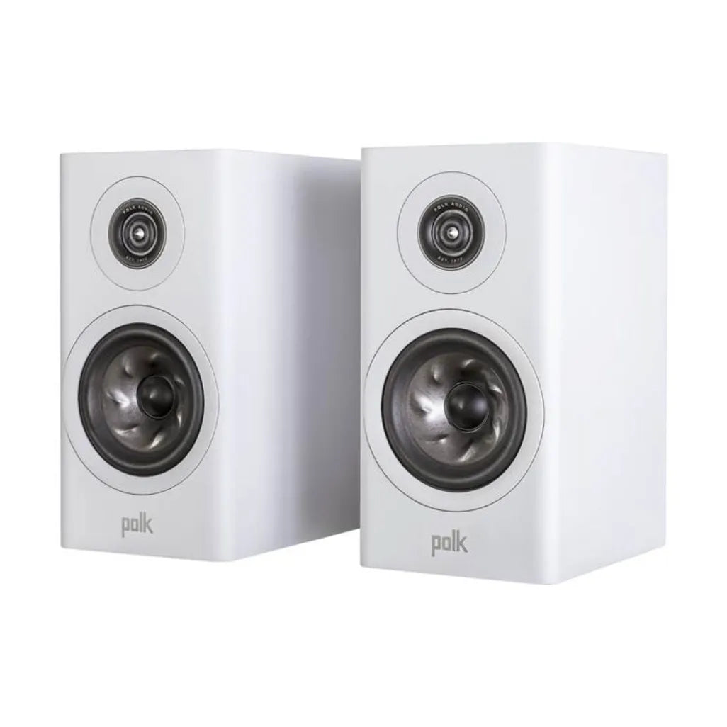 Polk Audio R100 Bookshelf Speakers + Pro Amplifier Bundle – White - Ultra Sound & Vision