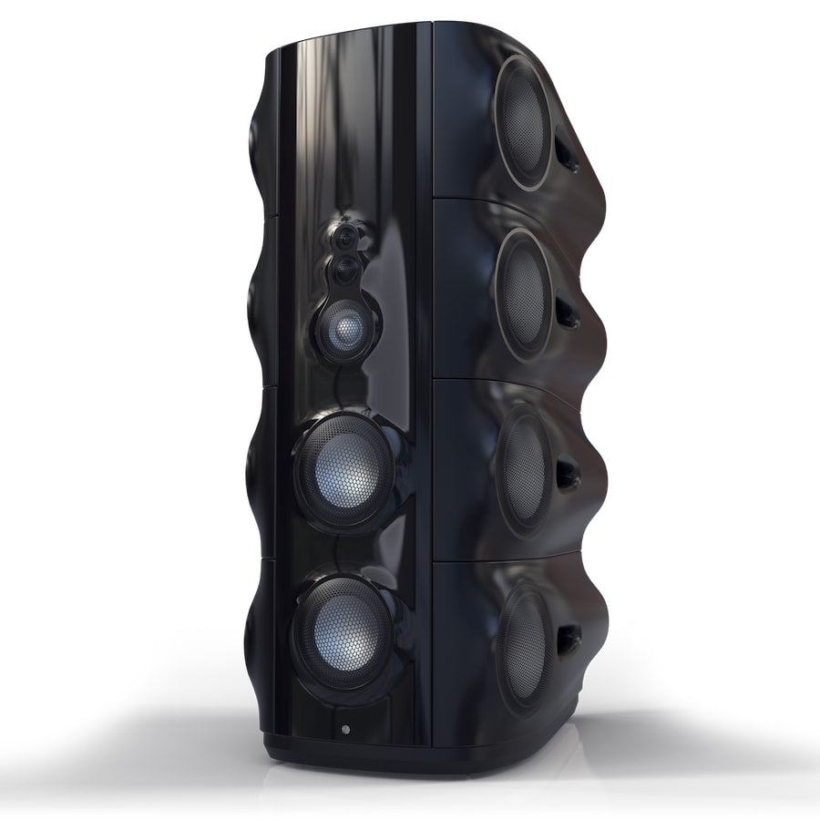 Vivid Audio MOYA M1の前面ドライバーと側面LFを示す製品画像