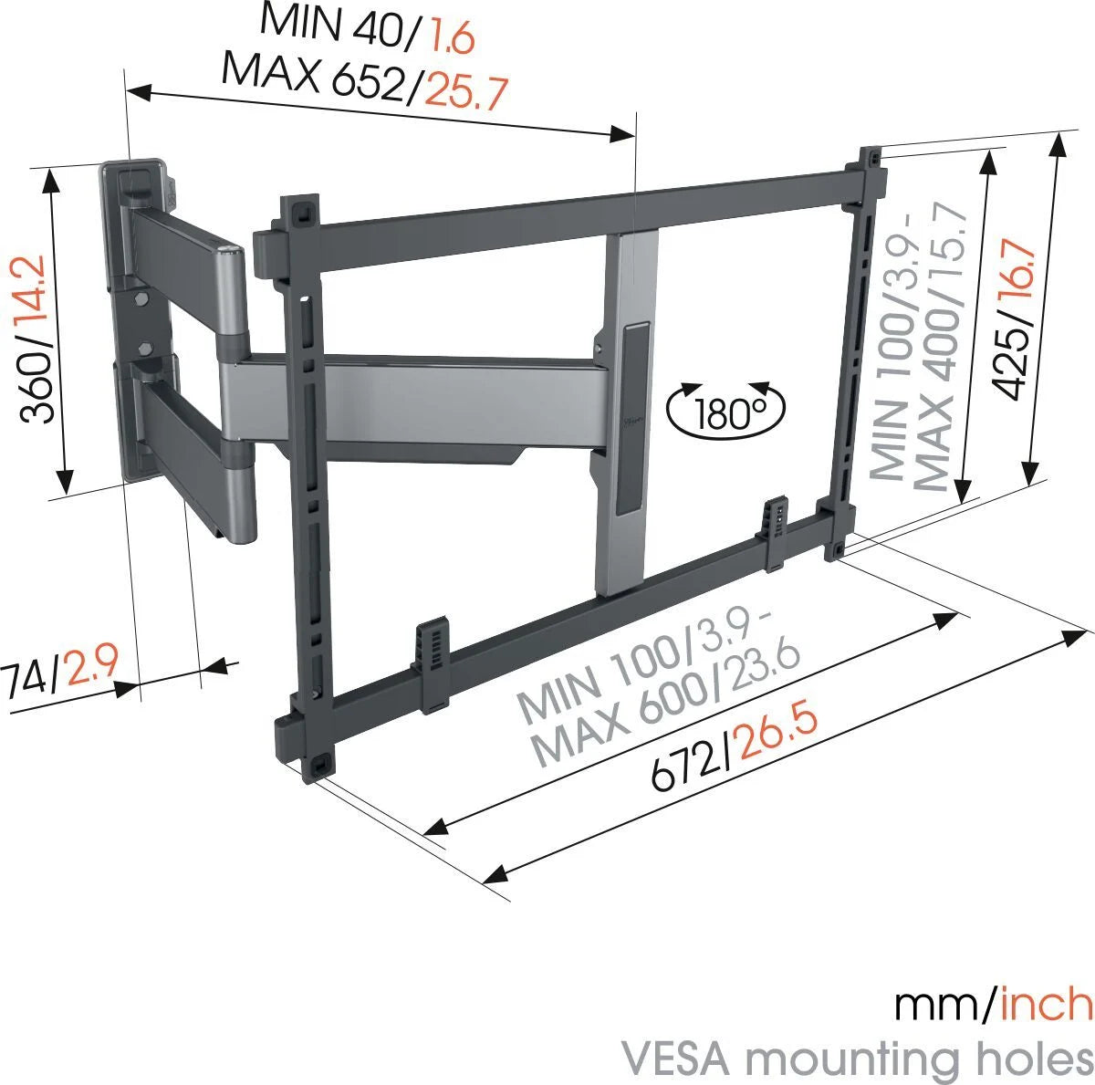 Vogel's TVM 5645 Full-Motion TV Wall Mount | Black | 40"–77" - Ultra Sound & Vision