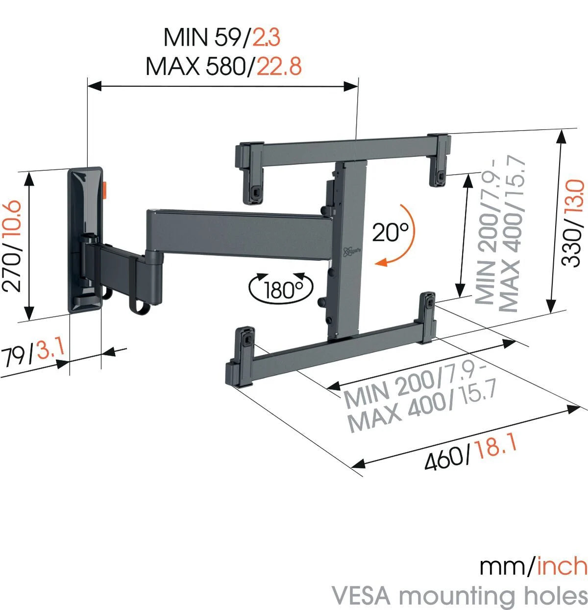 Vogel's TVM 3465 Full-Motion TV Wall Mount | Black | 32"–65" - Ultra Sound & Vision
