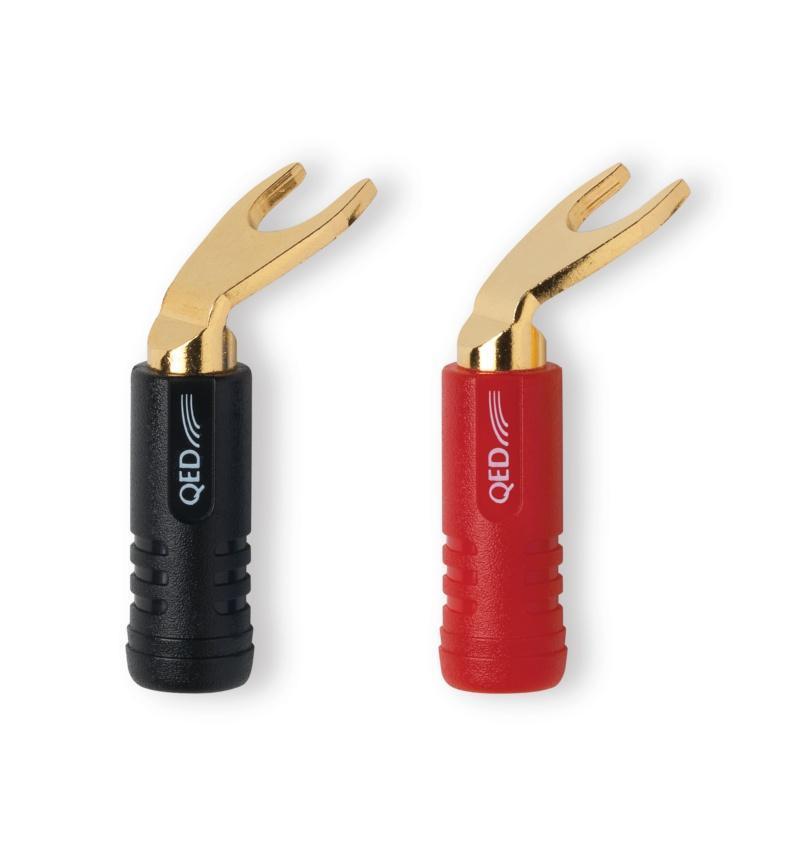 QED Screwlock ABS DUO Spade 2Red 2Blk - Ultra Sound & Vision